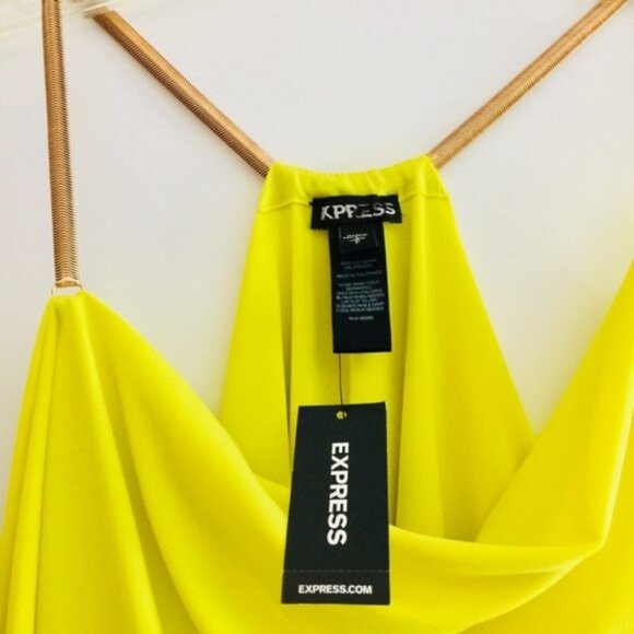 Express Sleeveless Metal Chain Top Layered Yellow - Picture 3 of 5